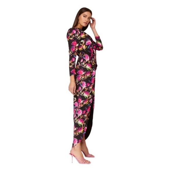 Delfi Collective Lindsay Colorful Floral Gown Dress Medium Keyhole Tie Front - Picture 14 of 15